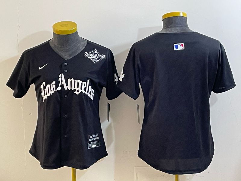 Women 2026 Los Angeles Dodgers Blank Black Game Nike MLB Jersey style 006